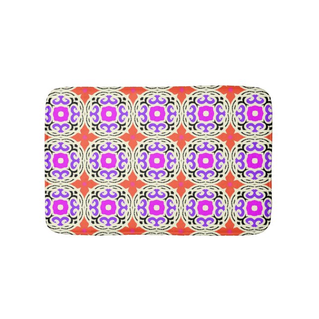 Ethnic Pattern with Moroccan Motifs Bath Mat (Front)