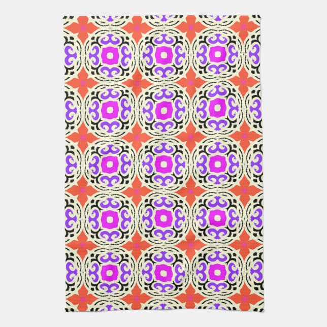Ethnic Pattern with Moroccan Motifs Kitchen Towel (Vertical)