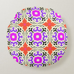 Ethnic Pattern with Moroccan Motifs Round Pillow