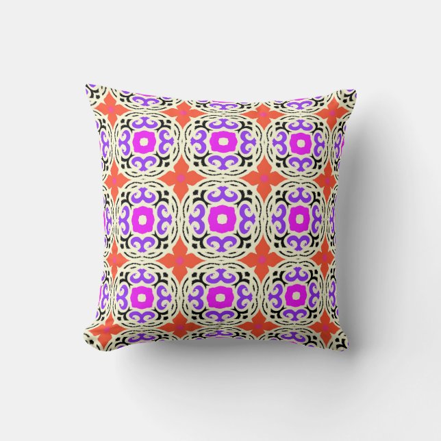 Ethnic Pattern with Moroccan Motifs Throw Pillow (Front)