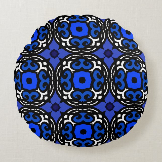 Ethnic Pattern with Turkish Motifs Round Pillow (Front)