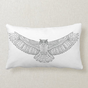 Ethnic Patterned Eagle Owl Lumbar Pillow