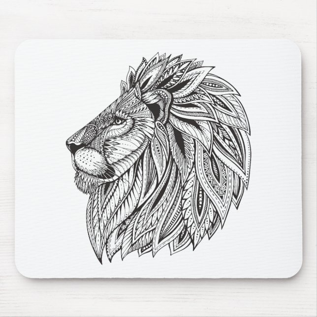 Ethnic Patterned Lion Head Mouse Pad (Front)