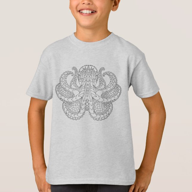 Ethnic Patterned Octopus T-Shirt (Front)