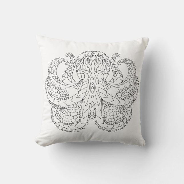 Ethnic Patterned Octopus Throw Pillow (Front)