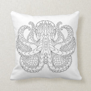 Ethnic Patterned Octopus Throw Pillow
