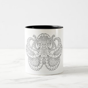 Ethnic Patterned Octopus Two-Tone Coffee Mug