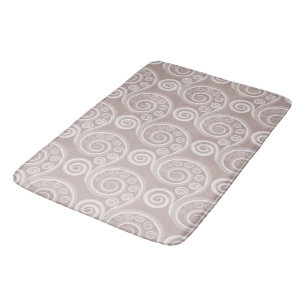 Ethnic Pink Abstract Leaves Curly Swirls Bath Mat