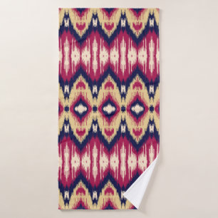 Ethnic pink blue ikat chevron pattern background T Bath Towel