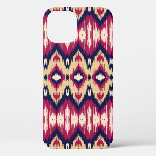 Ethnic pink blue ikat chevron pattern background T Case-Mate iPhone Case (Back)