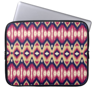 Ethnic pink blue ikat chevron pattern background T Laptop Sleeve
