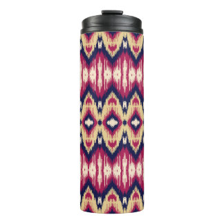 Ethnic pink blue ikat chevron pattern background T Thermal Tumbler