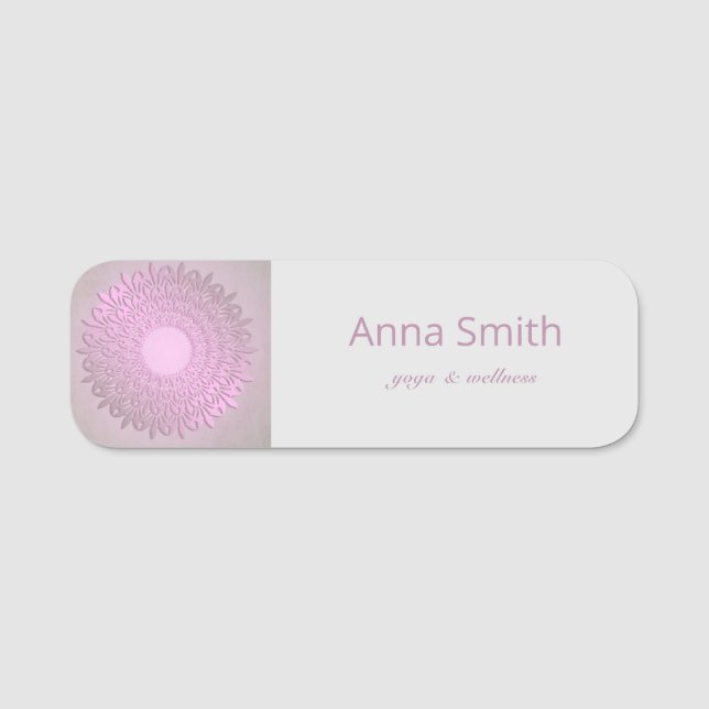 Ethnic Pink Gradient Mandala Name Tag (Front)