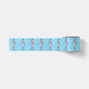Ethnic Pretty Little Ice Skater and Snowflakes Satin Ribbon