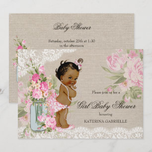 Ethnic Pretty Shabby Chic Lace Floral Baby Shower Invitation