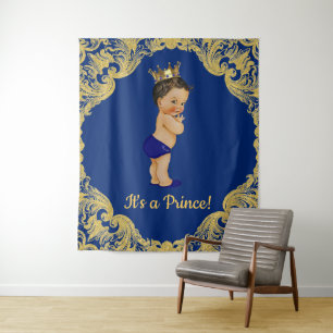 Ethnic Prince Baby Shower Backdrop Tapestry