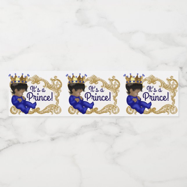 Ethnic Prince Baby shower Étiquettes de bouteille  (Étiquettes simples)