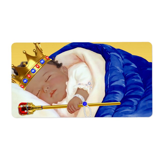 Ethnic Prince Baby Shower Water Bottle Labels (Front)