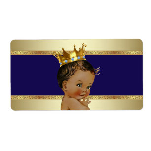 Ethnic Prince Boy Baby shower Étiquette de bouteil