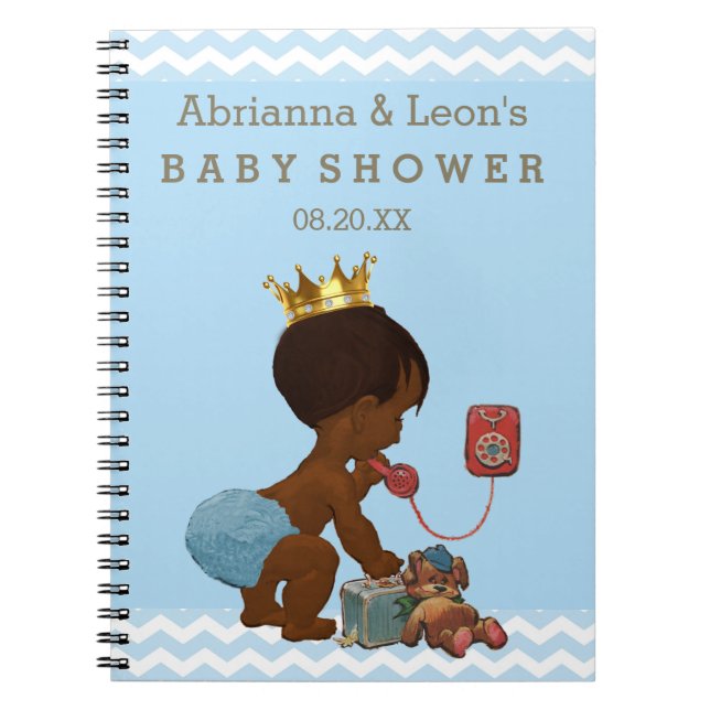 Ethnic Prince on Phone Baby Shower Guest Book (Front)