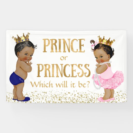 Ethnic Prince Princess Gender Reveal Baby Shower Banner ...