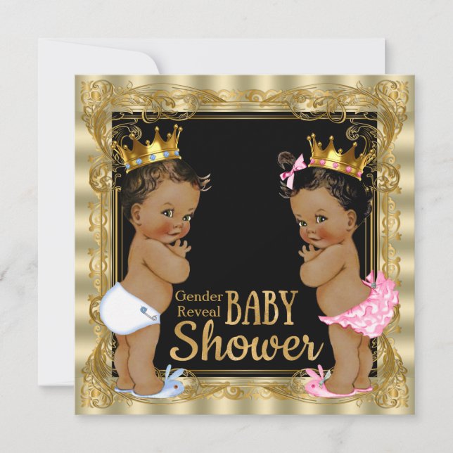 Ethnic Prince Princess Gender Reveal Baby Shower Invitation (Front)
