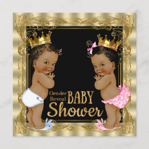 Ethnic Prince Princess Gender Reveal Baby Shower Invitation