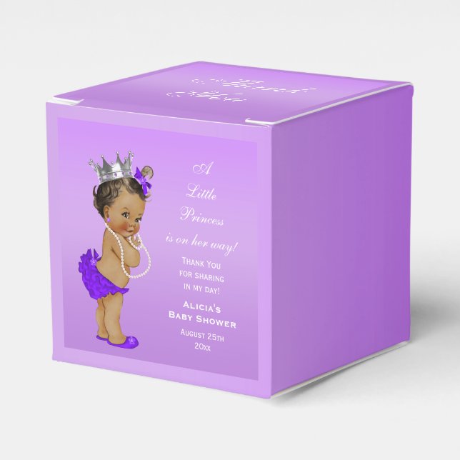 Ethnic Princess Baby Shower Lavender Favor Box (Front Side)