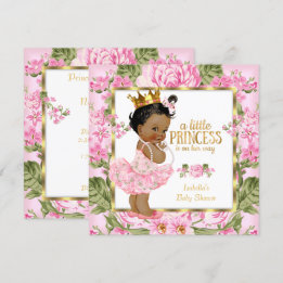 Ethnic Princess Baby Shower Pink Gold Rose Floral Invitation