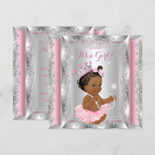 Ethnic Princess Baby Shower Pink Silver Tutu Invitation