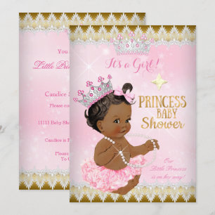 Ethnic Princess Baby Shower Pink Tutu Gold Invitation