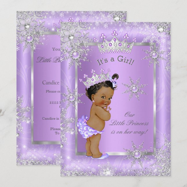 Ethnic Princess Baby Shower Purple Wonderland Invitation (Front/Back)