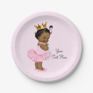Ethnic Princess Ballerina Tutu Pearls Baby Shower Paper Plate