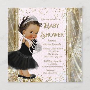 Ethnic Princess Little Lady Pink Gold Baby Shower Invitation