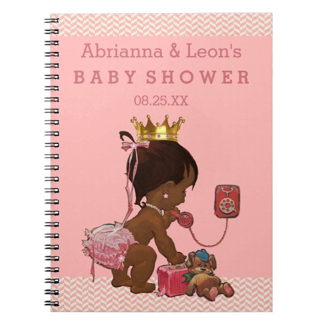 Ethnic Princess on Phone Baby Shower Guest Book (Front)