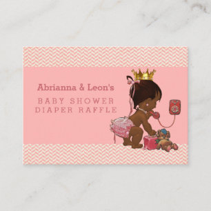 Ethnic Princess on Phone Chevrons Diaper Raffle Enclosure Card
