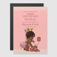 Ethnic Princess on Phone Save The Date Chevrons