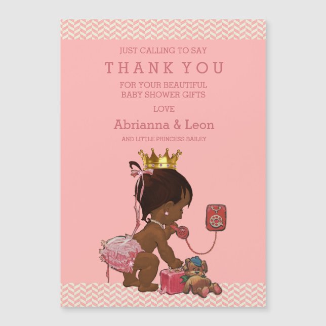 Ethnic Princess on Phone Teddy Chevrons Thank You (Front)