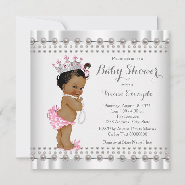 Ethnic Princess Pearl Hispanic Indian Baby Shower Invitation (Front)