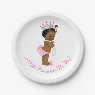 Ethnic Princess Pearls Baby Shower Paper Plate