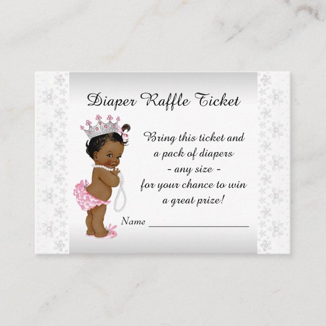 Ethnic Princess Pearls Diaper Raffle Ticket Enclosure Card (Front)
