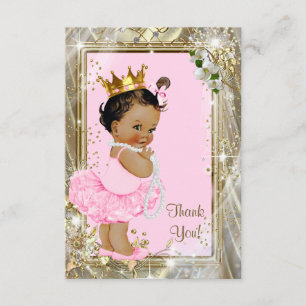 Ethnic Princess Pearls Flat Baby Shower Thank You Card