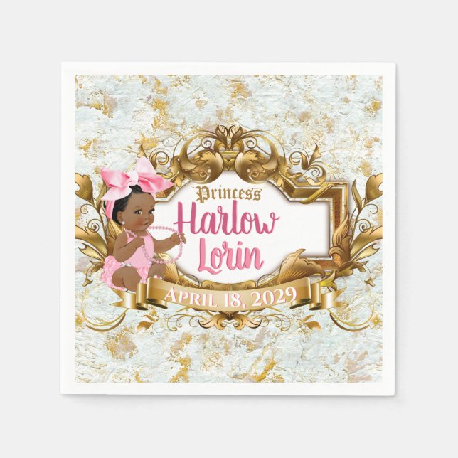 Ethnic Princess Pink Elegant Baby Shower Napkin (Front)