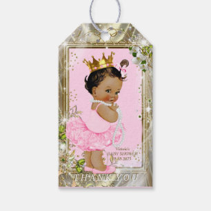 Ethnic Princess Pink Tutu Baby Shower Gift Tags