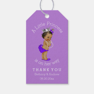 Ethnic Princess Purple Baby Shower Personalized Gift Tags