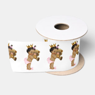 Ethnic Princess Teddy Bear Girl Baby Shower Satin Ribbon