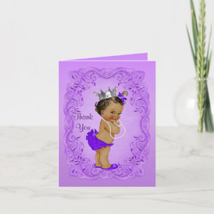 Ethnic Princess Thank You Baby Shower Purple Card