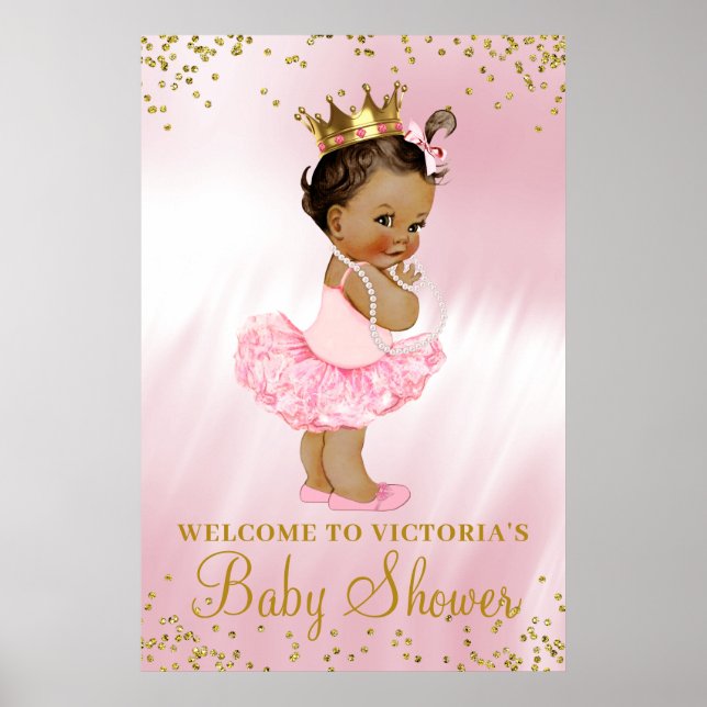 Ethnic Princess Tutu Baby Shower Welcome Sign (Front)
