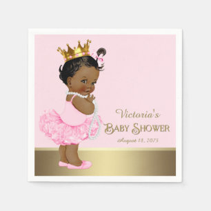 Ethnic Princess Tutu Pearls Pink Gold Baby Shower Napkin