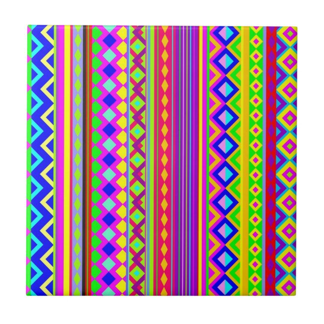 Ethnic Psychedelic Texture Pattern Tile (Front)